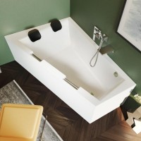 Акрилова ванна Riho Doppio Plug & Play 180x130 R, асиметрична + ніжки (BD44005)