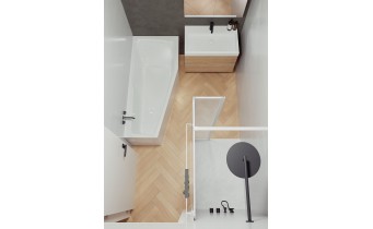 Акрилова ванна Riho Rethink Space 170x90 L, асиметрична з сифоном click / clack (BR16005)