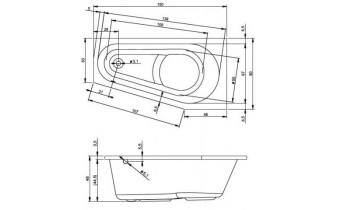 Ванна акрилова Riho Delta асиметрична 150x80 см, L , Лівостороння (BB81)