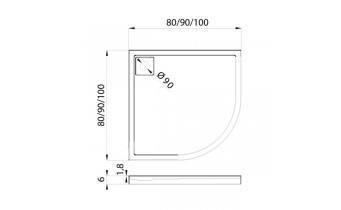 Душовий піддон NEW TRENDY LIDO 100x100x5,5 см (B-0313)