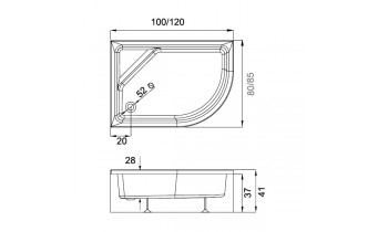 Панель для піддону NEW TRENDY NEW MAXIMA 120x85x37 см (O-0149)