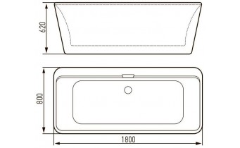 Окремостояча акрилова ванна Volle 180x80 з сифоном click / clack (12-22-110C)