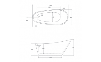 Окремостояча акрилова ванна Besco Melody 150x80 з сифоном click / clack, білий (WAS-150-MBI)
