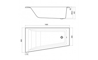 Акрилова ванна Roca Easy 150x80 см L, асиметрична + ніжки (A248407000)