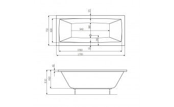 Акрилова ванна Roca Vita 170x75 см, пряма + ніжки (A24T066000)