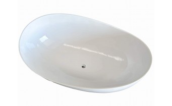 Окремостояча кам'яна ванна для двох Besco Siya / Сія Matt 172x100 см, біла матова + сифоном click/clack White - Білий, верхнє очищення