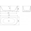 Пристінна кутова акрилова ванна Gia / Гія 170x80x58 см, L (Лівостороння) біла матова, суцільнолита із заокругленим кутом, рифлена ззовні