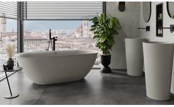 Окремостояча овальна ванна з каменю, штучного Siena / Сієна 170x80x54 см, бетон матовий