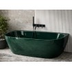 Окремостояча пристінна ванна з штучного каменю Water Stone Dea Wall / Діа Волл 163x82x59 см, Зелена глянцева, суцільнолита, клапан клік-клак колір ванни