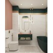Окремостояча пристінна ванна з штучного каменю Water Stone Dea Wall / Діа Волл 163x82x59 см, Зелена глянцева, суцільнолита, клапан клік-клак колір ванни