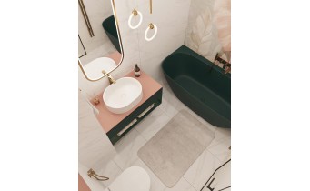 Окремостояча пристінна ванна з штучного каменю Water Stone Dea Wall / Діа Волл 163x82x59 см, Зелена глянцева, суцільнолита, клапан клік-клак колір ванни