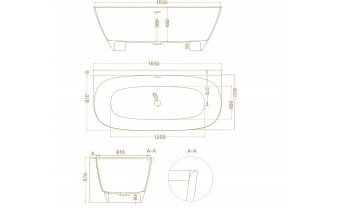 Окремостояча пристінна ванна з штучного каменю Water Stone Dea Wall / Діа Волл 163x82x59 см, Зелена глянцева, суцільнолита, клапан клік-клак колір ванни