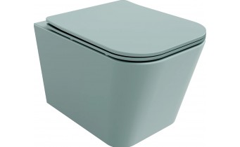 Унітаз безобідковий Mexen Teo Rimless з тонким сидінням soft-close, 51х34,5х34 см, Duroplast Super Slim, світло-зелений матовий Унітаз безобідковий Mexen Teo Rimless з тонким сидінням soft-close, 51х34,5х34 см, Duroplast Super Slim, світло-зелений матовий