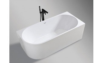 Пристінна кутова акрилова ванна окремостояча Celica R WB 170x75x58 см, (Правостороння) біла глянцева, суцільнолита із заокругленим кутом