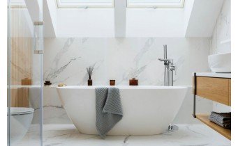 Підлоговий змішувач для окремостоячої ванни Invena Glamour / Гламур 101,5 см, з лійкою, хромований (BW-02-W01-V)