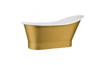 Окремостояча кам'яна ванна Besco Gloria Glam 150x66, золота з сифоном click / clack (WMD-150-GLZ)