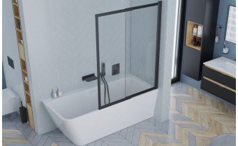 Душова шторка для ванни розсувна Excellent Liner Black 110x140, двосекційна, чорний матовий (KAEX.2930.1100.LP)