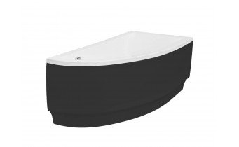Ванна акрилова Besco Praktika 140x70 R, асиметрична + чорна панель (WAP-140-NP-BL)