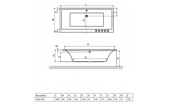 Ванна Radaway Aridea Lux 180×80 + ніжки (WA1-25-180×080U)