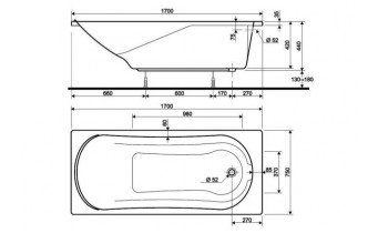 Ванна прямокутна Kolo Comfort 170x75 см (XWP3070000)