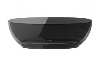 Ванна овальна окремостояча з матеріалу ResiCast Besco Mexa Carbon Grey 170x78x55 см, + сифон Chrome, Сіра карбонова, прозора ванна (WAM-170-CGC)