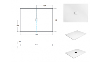 Душовий піддон акриловий, прямокутний Besco Nox Ultraslim BB 100x90 см (BMN100-90-BB)