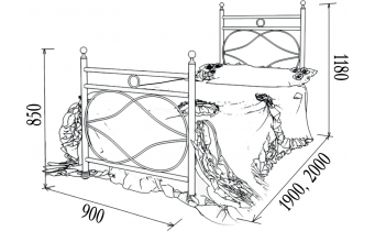 Односпальне ліжко Метал-дизайн Bella-Letto Віченца 90x190 (M-BL-O-V1)