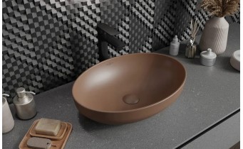 Овальний умивальник на стільницю Mexen Cornelia 50x37 см, коричневий матовий Овальний умивальник на стільницю Mexen Cornelia 50x37 см, коричневий матовий