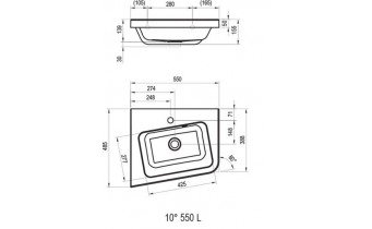 Кутовий умивальник Ravak 10 550 L з литого мармуру (XJIL1155000)