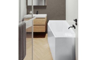 Акрилова ванна Riho Rethink Space Plug & Play 180x110 R, асиметрична з сифоном click / clack + ніжки (BD85005)