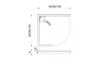 Душовий піддон NEW TRENDY LIDO 100x100x5,5 см (B-0313)