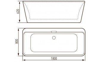 Окремостояча акрилова ванна Volle 180x80 з сифоном click / clack (12-22-110C)