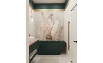 Окремостояча пристінна ванна з штучного каменю Water Stone Dea Wall / Діа Волл 163x82x59 см, Зелена глянцева, суцільнолита, клапан клік-клак колір ванни