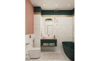 Окремостояча пристінна ванна з штучного каменю Water Stone Dea Wall / Діа Волл 163x82x59 см, Зелена глянцева, суцільнолита, клапан клік-клак колір ванни