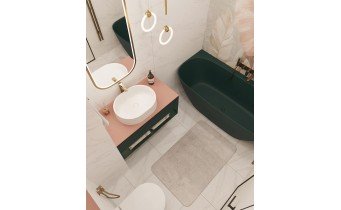 Окремостояча пристінна ванна з штучного каменю Water Stone Dea Wall / Діа Волл 163x82x59 см, Зелена глянцева, суцільнолита, клапан клік-клак колір ванни
