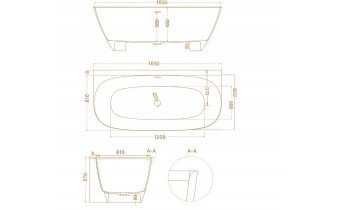 Окремостояча пристінна ванна з штучного каменю Water Stone Dea Wall / Діа Волл 163x82x59 см, Зелена глянцева, суцільнолита, клапан клік-клак колір ванни