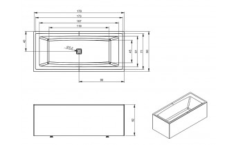 Ванна акрилова Riho Still Square ELITE 180x80 см, L (BD12005)