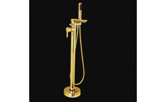 Підлоговий змішувач для окремостоячої ванни Invena Glamour Gold / Гламур 101,5 см, з лійкою, золотий (BW-02-W09-V) Підлоговий змішувач для окремостоячої ванни Invena Glamour Gold / Гламур 101,5 см, з лійкою, золотий (BW-02-W09-V)