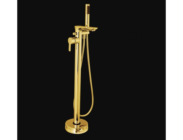Підлоговий змішувач для окремостоячої ванни Invena Glamour Gold / Гламур 101,5 см, з лійкою, золотий (BW-02-W09-V)