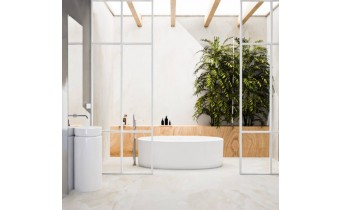 Окремостояча овальна ванна з мармуру Dremex Space 169,8x75x57,4 см, Gelcoat, білий матовий + сифон