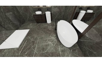 Окремостояча овальна ванна з мармуру Dremex Space 169,8x75x57,4 см, Gelcoat, білий матовий + сифон