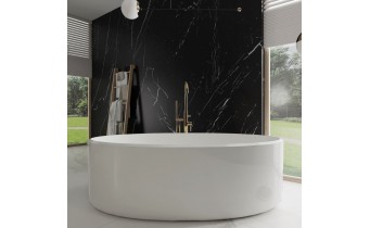 Окремостояча овальна ванна з мармуру Dremex Space 169,8x75x57,4 см, Gelcoat, білий матовий + сифон