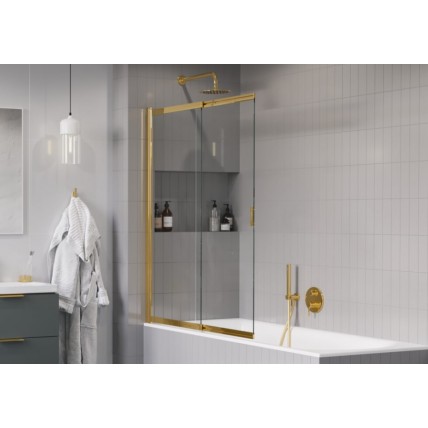 Душова шторка для ванни розсувна Excellent Liner Golg Glossy 110x140, двосекційна, золотий глянець (KAEX.2940.1100.LP)