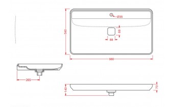 Умивальник на стільницю ArtCeram Oneshot naked system, white (NAL0010100)