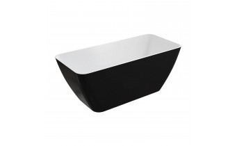 Окремостояча ванна Omnires Parma M+ 159x71 см, чорно-біла глянцева (PARMAWWBCP)