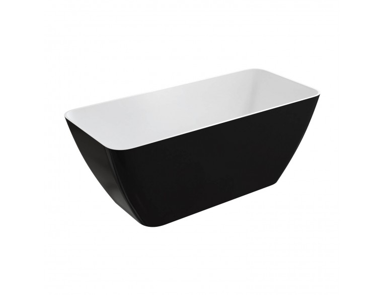 Окремостояча ванна Omnires Parma M+ 159x71 см, чорно-біла глянцева (PARMAWWBCP)