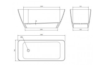 Окремостояча ванна Omnires Parma M+ 159x71 см, чорно-біла глянцева (PARMAWWBCP)