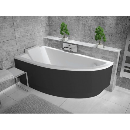 Ванна акрилова Besco Praktika 140x70 L, асиметрична + чорна панель (WAP-140-NL-BL)