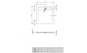 Душовий піддон, камяний Radaway Teos C 80x80 см, антрацит (HTC8080-04)