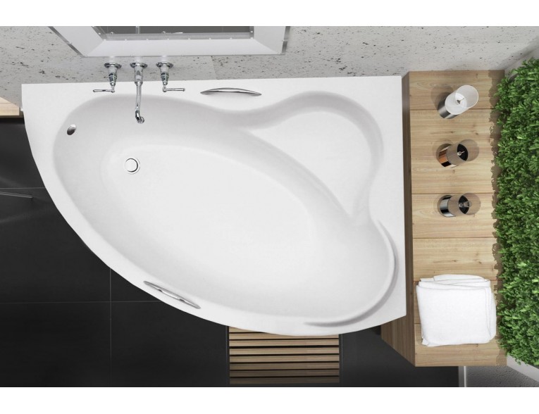 Ванна акрилова Besco Ada 140x90 R, Правостороння з ручками, асиметрична